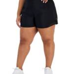 ID Ideology Plus Size Solid Elastic-Back Woven Running Shorts Women's 1X Black