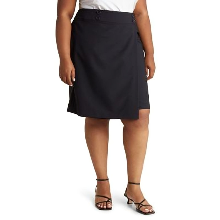 Calvin Klein Plus Size Infinite Stretch Button-Waist Overlap Skirt Women's 22W