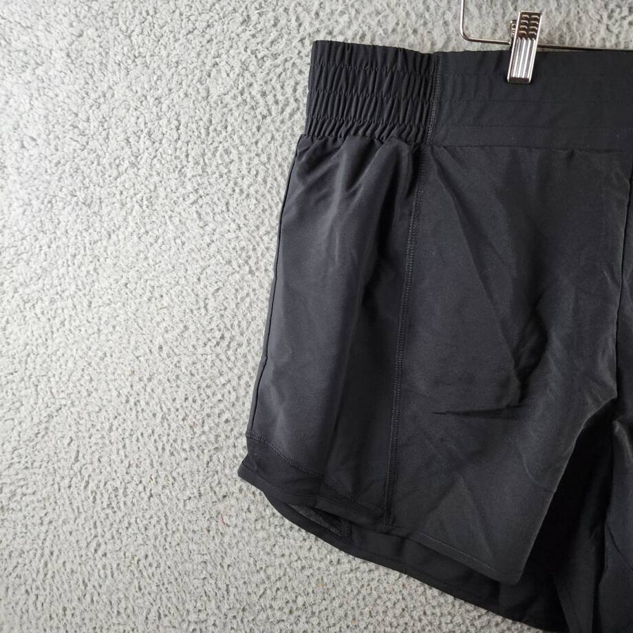 ID Ideology Plus Size Solid Elastic-Back Woven Running Shorts Women's 1X Black