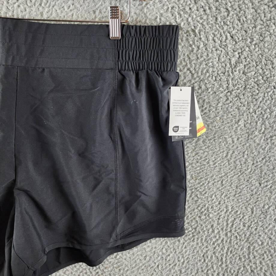 ID Ideology Plus Size Solid Elastic-Back Woven Running Shorts Women's 1X Black