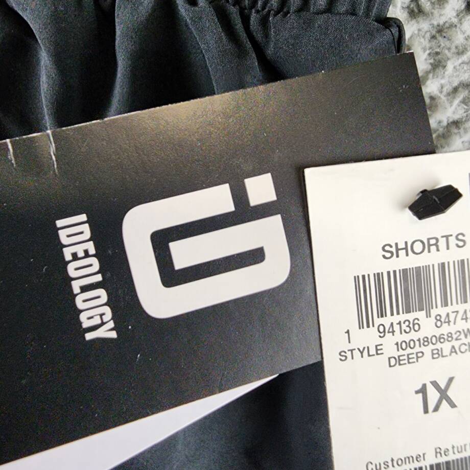 ID Ideology Plus Size Solid Elastic-Back Woven Running Shorts Women's 1X Black