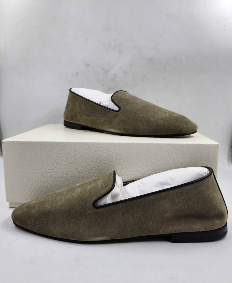 Wales Bonner Babouche Logo Slip On Loafers Men's 42/9US Mute Green Square Toe