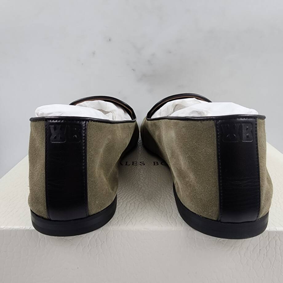 Wales Bonner Babouche Logo Slip On Loafers Men's 42/9US Mute Green Square Toe