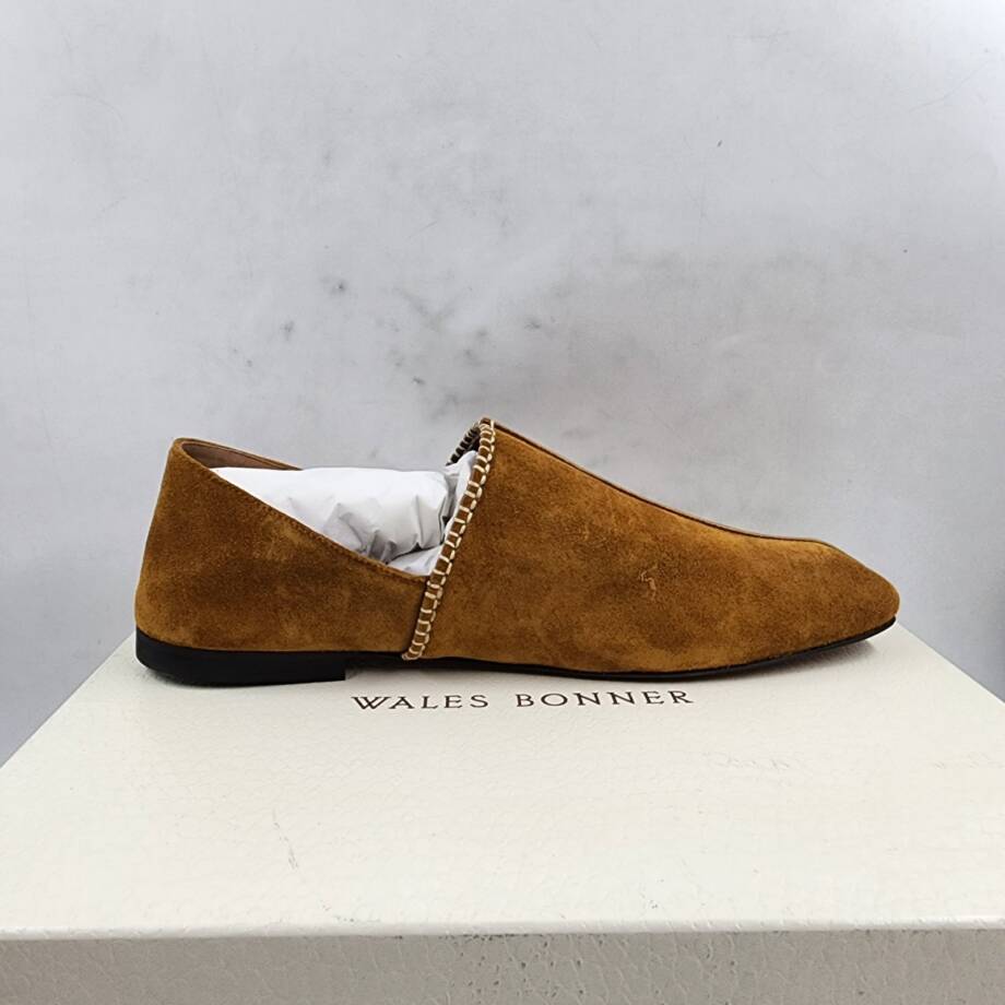 Wales Bonner Babush Collapsible Heel Slippers Men's 42.5/9.5US Tan Almond Toe