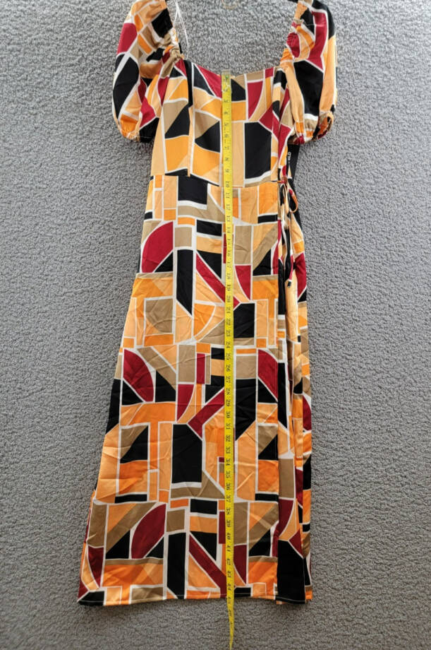 KARL LAGERFELD PARIS Geo-Print Square-Neck Puff-Sleeve Maxi Dress Women's 10