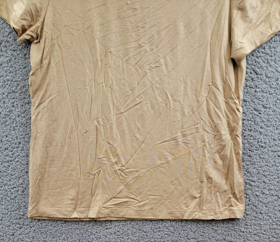 Anne Klein Foil-Print Crew Neck Short-Sleeve T-Shirt Women's M Light Coffee
