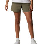 Columbia Sandy River Water-Resistant Shorts Women's S Stone Green Elastic Waist