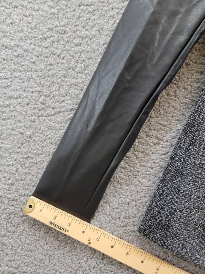 Calvin Klein Faux-Leather-Sleeve Blazer Women's 2 Black Multi Button Front L/S