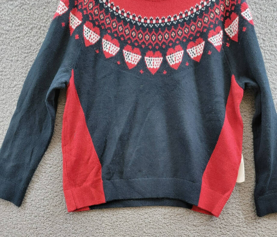Tommy Hilfiger Fair-Isle Crewneck Sweater Women's XL Sky Captain/Chili Pepper