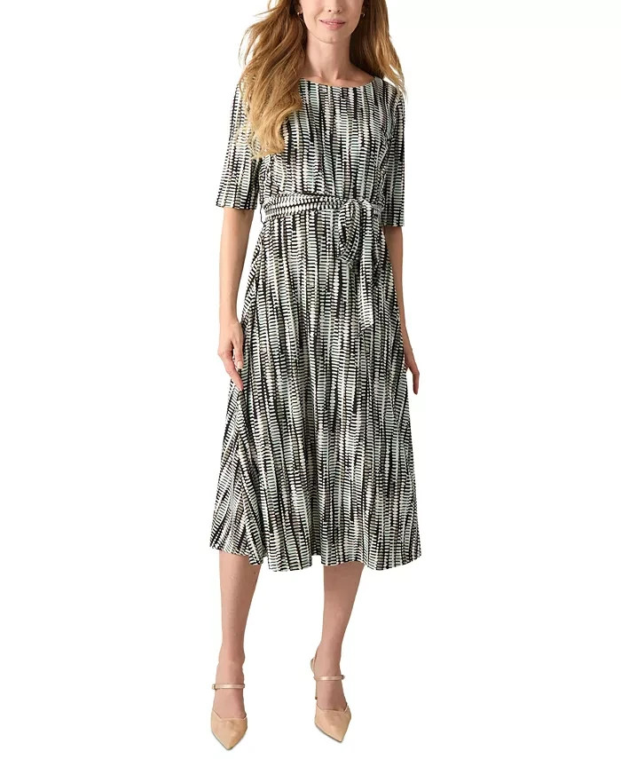 Kasper Petite Printed Fit & Flare Dress Women's 6P Multicolor Back Zip Closure