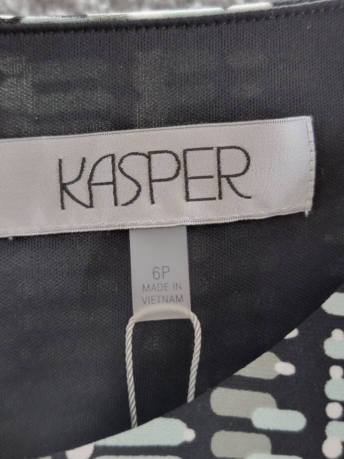 Kasper Petite Printed Fit & Flare Dress Women's 6P Multicolor Back Zip Closure