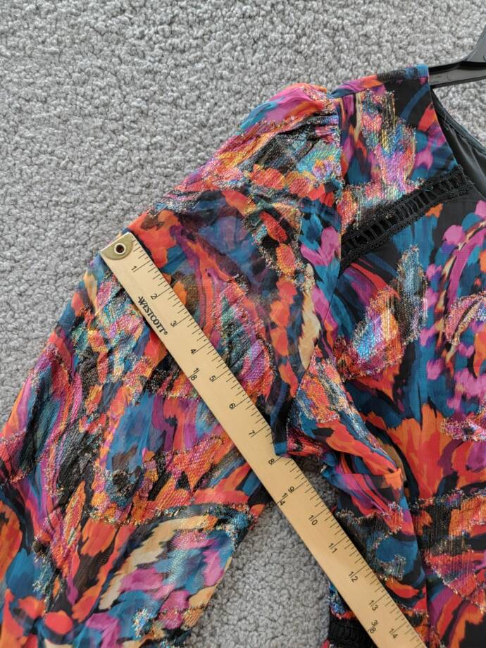 Vince Camuto Metallic Chiffon Fit & Flare Dress Women's 16 Multi Quarter Sleeve