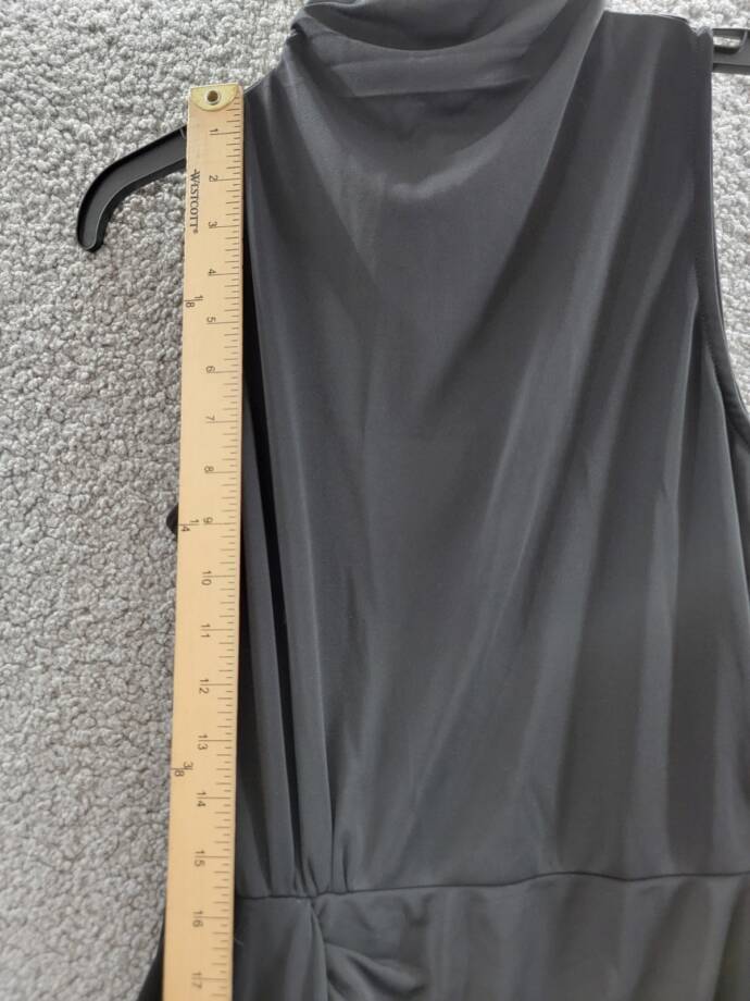 AQUA Sleeveless Jersey Mock Neck Dress Women's S Black Draped Side Back Zipped