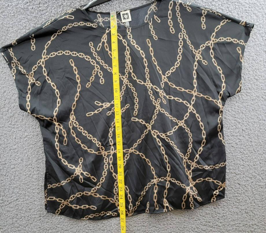 Anne Klein Plus Size Chain-Print Dolman-Sleeve Top Women's 1X Anne Black Multi