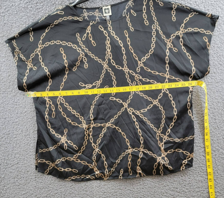 Anne Klein Plus Size Chain-Print Dolman-Sleeve Top Women's 1X Anne Black Multi