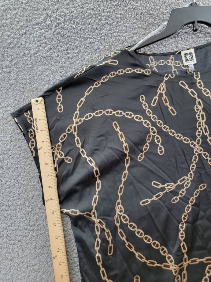 Anne Klein Plus Size Chain-Print Dolman-Sleeve Top Women's 1X Anne Black Multi