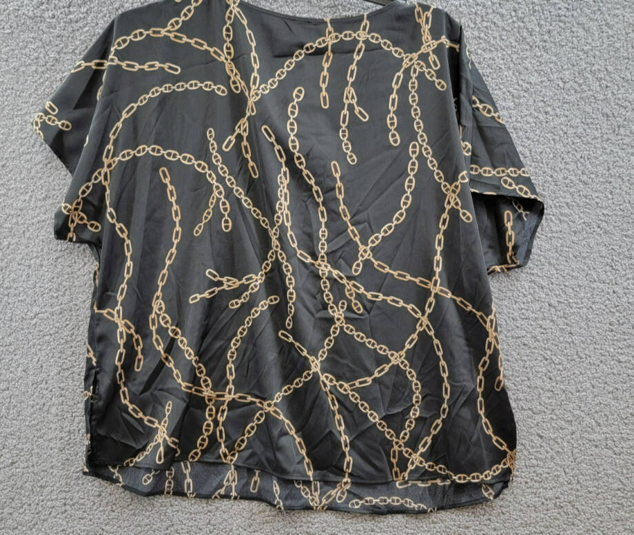 Anne Klein Plus Size Chain-Print Dolman-Sleeve Top Women's 1X Anne Black Multi