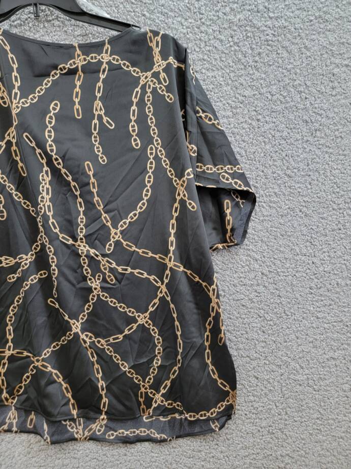 Anne Klein Plus Size Chain-Print Dolman-Sleeve Top Women's 1X Anne Black Multi