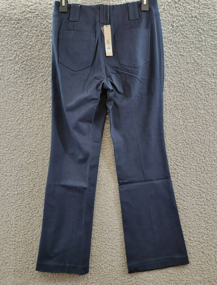 NIC+ZOE Demi Boot Ankle Plaza Pants Women's 2 Dark Indigo Zip Hook & Bar Closure