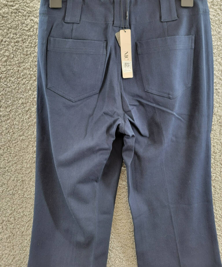 NIC+ZOE Demi Boot Ankle Plaza Pants Women's 2 Dark Indigo Zip Hook & Bar Closure
