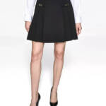 KARL LAGERFELD PARIS Pleated Buckle-Detail Mini Skirt Women's 14 Black Back Zip