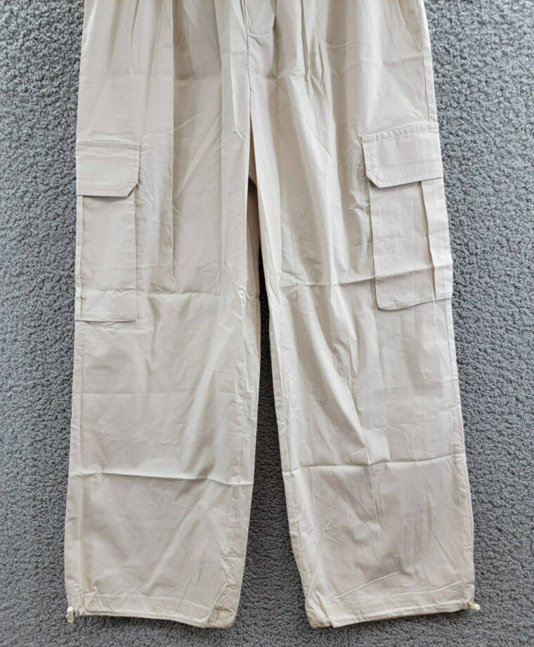 AQUA Pull On Cargo Pants Women's S Tan Pocket Elastic Waist Drawcord Hem Pull On