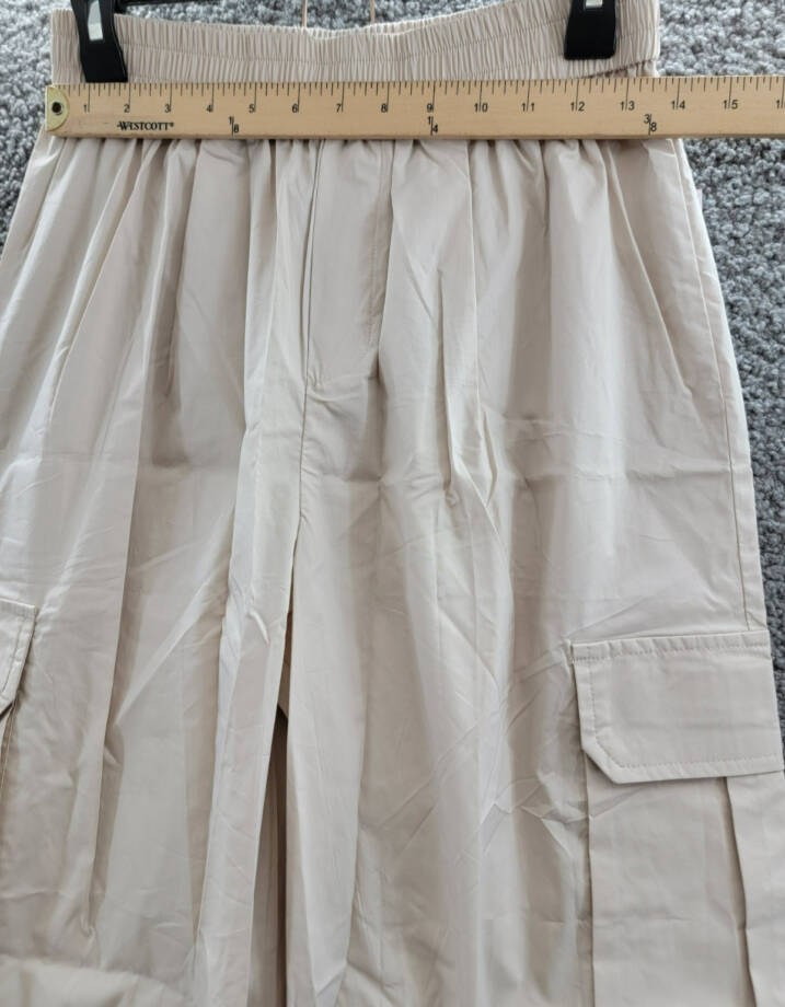 AQUA Pull On Cargo Pants Women's S Tan Pocket Elastic Waist Drawcord Hem Pull On