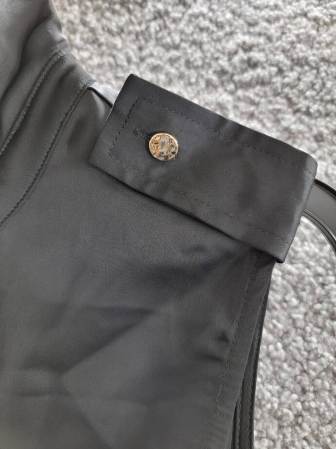 AQUA Collared Cargo Jumpsuit Women's S Black Side Pockets Front Zip Closure