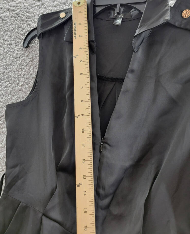 AQUA Collared Cargo Jumpsuit Women's S Black Side Pockets Front Zip Closure