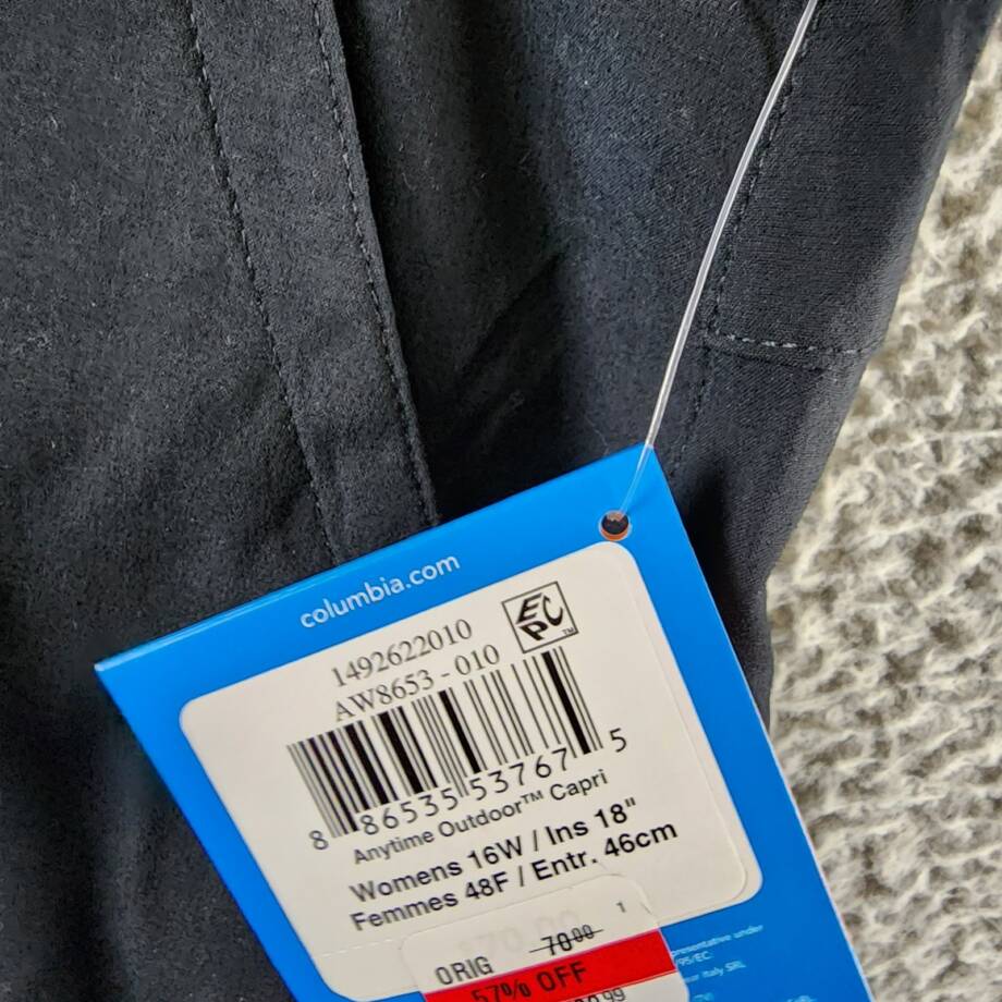 Columbia Plus Size Anytime Outdoor Capri Pants Women's 16W Charcoal Pull On