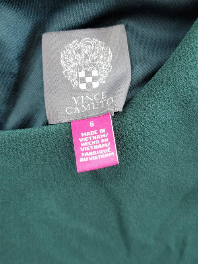 Vince Camuto Lace-Hem Bodycon Dress Women's 6 Hunter Crewneck Button Back Zip